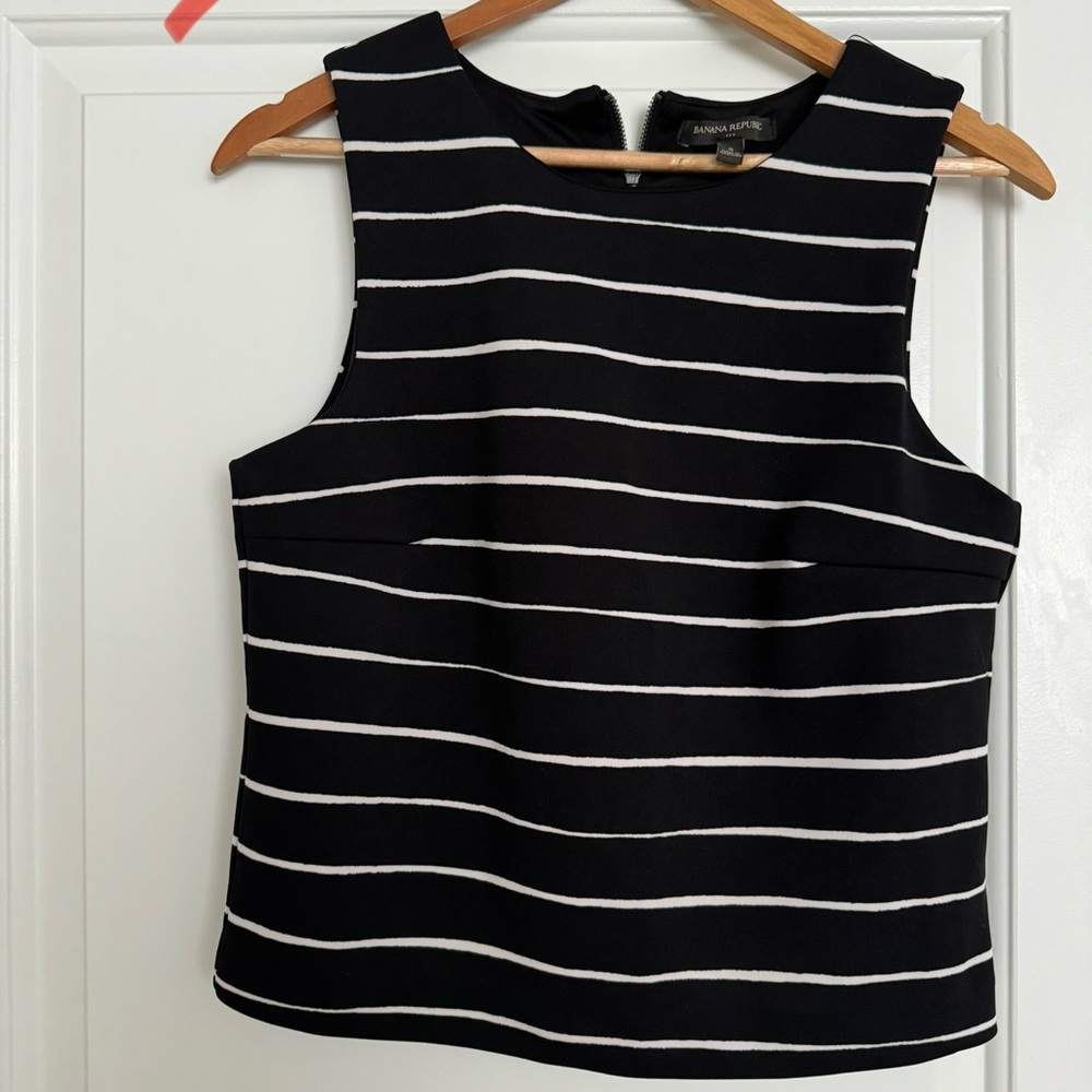 Black and white striped vest top
